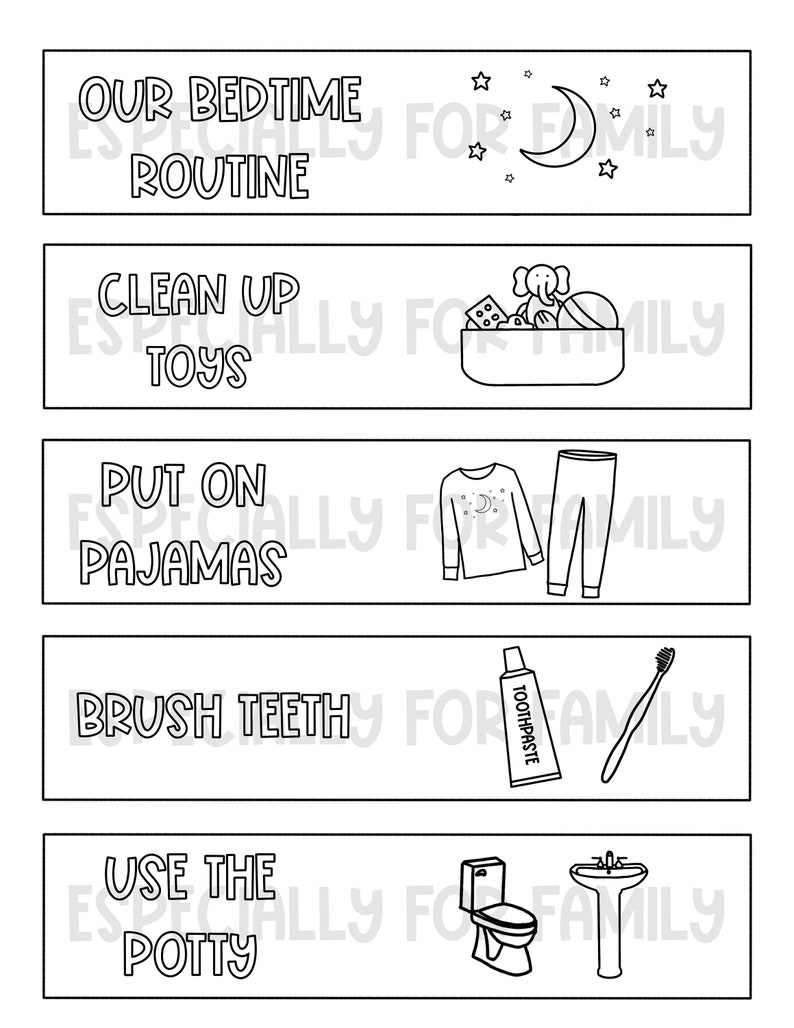 Bedtime Routine Chart | Customizable Digital Download | Teaching Kids | Schedule for Kids | goodnight kids image 4