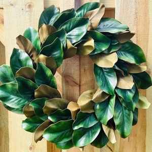 Classic Magnolia Wreath for front door, Autumn Wreath, Year round Greenery Wreath, Farmhouse Wreath,