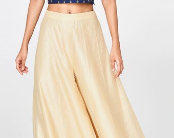 Beige Solid Flared Palazzos, Women Pants, Harem Pants, Hippie Pants, Women Culottes, Handmade Pants, Wide Leg Trousers, Palazzo Pants,
