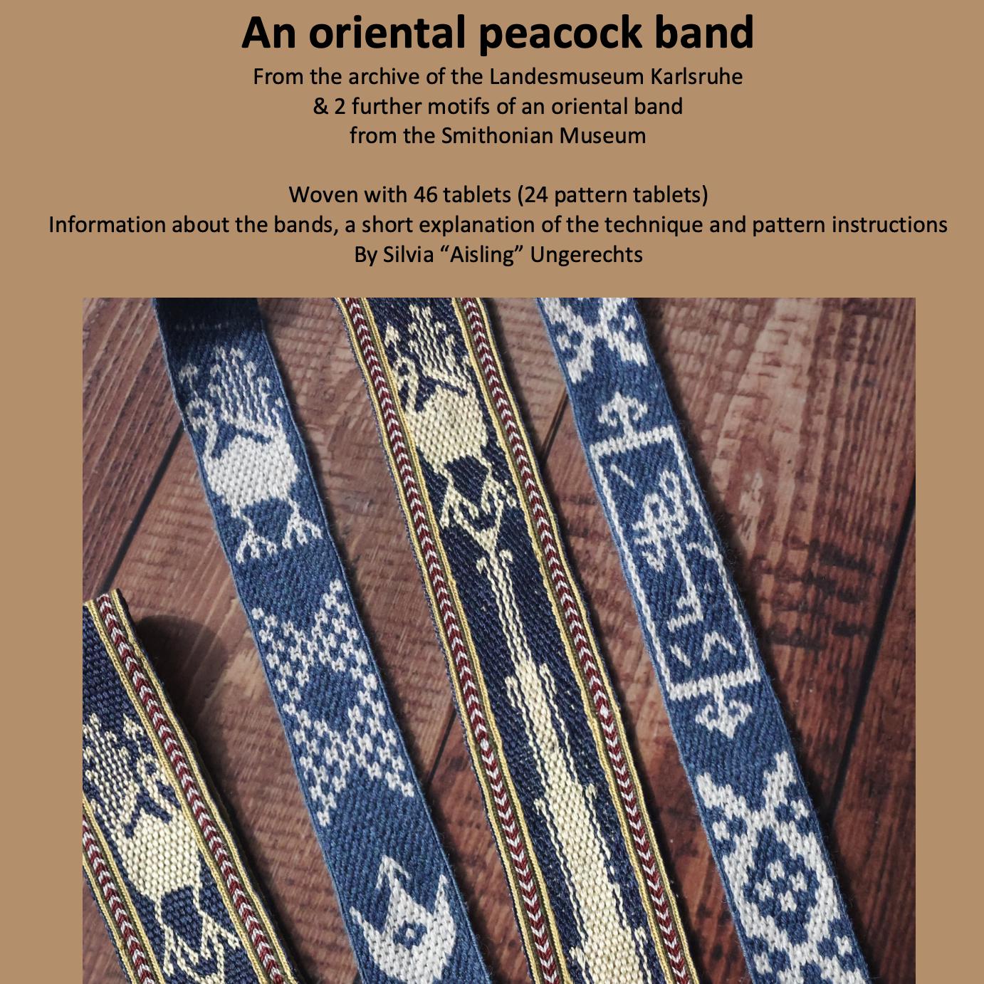 A tablet woven band with a peacock motiv most likely from persia -  alltogether 6 motifs - Etsy.de