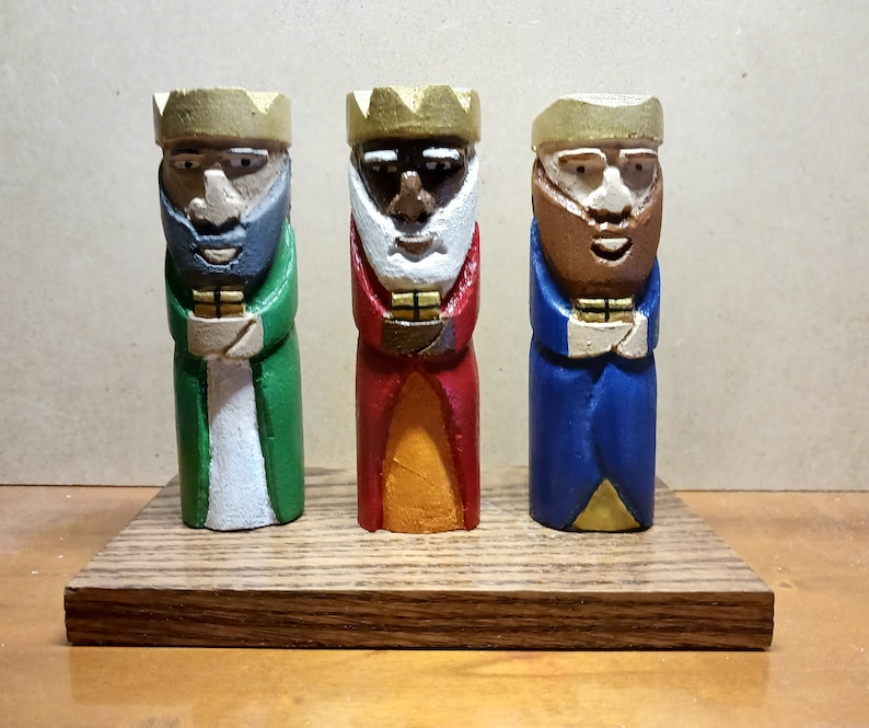 Los Tres Reyes Magos Tallado En Madera Three Wise Men Tres Etsy