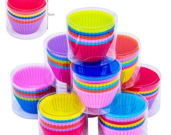 colours are pink and blue by Mister Chef® cupcake to go container Set of 2 Silicone Cupcake Holders 