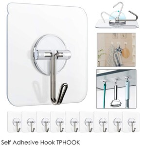 4 Pcs White Towel Adhesive Hooks for Tile Wall Stainless Steel Wall Hangers  of Heavy Duty