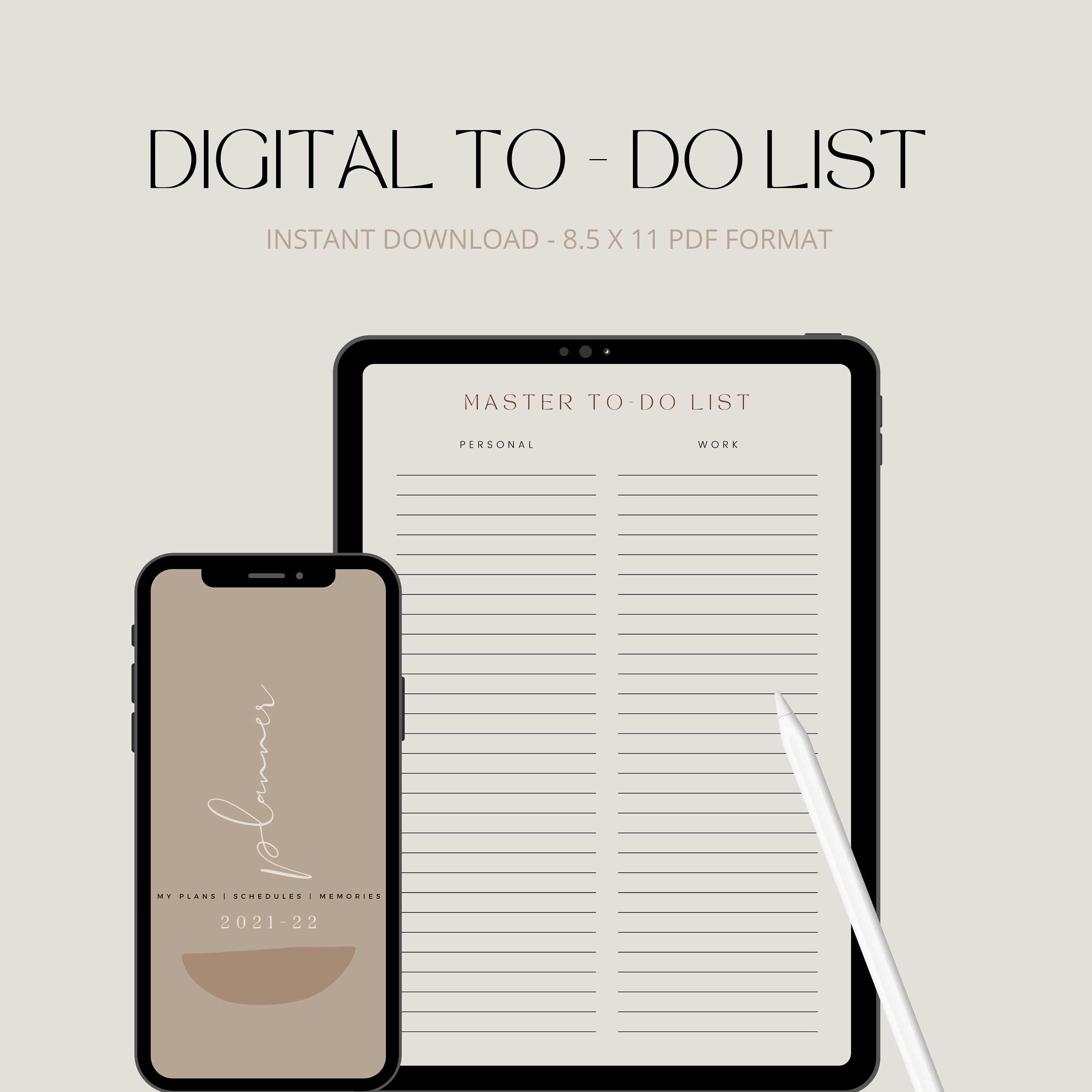 Digital Todo List Boho Moder Simple Ipad Phone Etsy