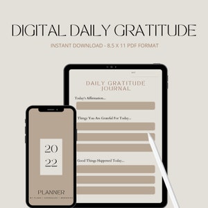 DIGITAL DAILY GRATITUDE journal - boho/modern/simple | Ipad | Phone | Goodnotes | Laptop |