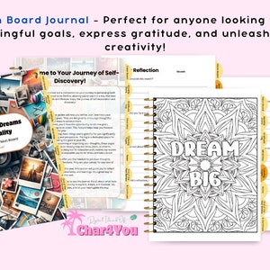 Vision Board Journal: Ziele setzen, Dankbarkeit, Mind Maps (Digitaler Download)