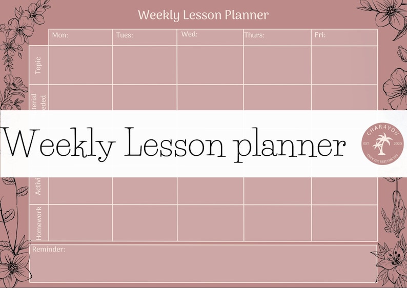 Teacher Weekly Lesson Planner: Printable PDF (digital Download) - Etsy