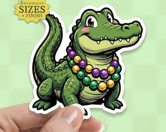 Mardi Gras Gater Sticker: Waterproof Vinyl Decal