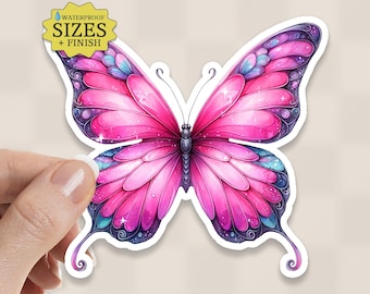 Pink Butterfly Sticker: Waterproof Vinyl Decal