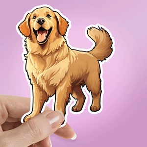 Playful Golden Retriever Dog Sticker, Fluffy Big Dog Sticker, Tumbler, Water Bottle, Laptop, Waterproof Vinyl Sticker