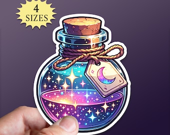 Magic Potion Jar Sticker: Stars & Moon Waterproof Vinyl Decal