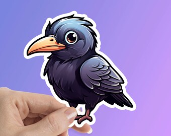 Small Crow Sticker, Bird Sticker, Water Bottle Sticker, Laptop Sticker, Waterproof Vinyl Sticker