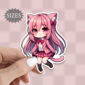 Anime Cat Girl Waterproof Vinyl Sticker: Kawaii Neko Decal