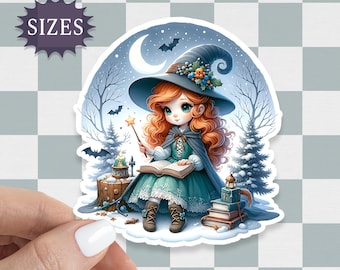 Winter Witch Sticker: Cottagecore Waterproof Vinyl Decal