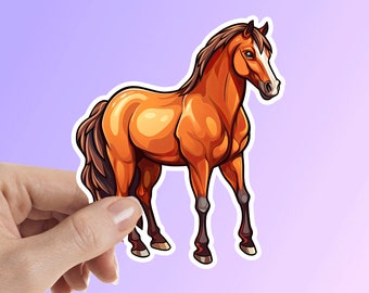 Horse with Brown Hair Sticker, Horse Sticker, Water Bottle Sticker, Laptop Sticker, Waterproof Vinyl Sticker