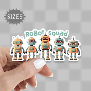 Robot Squad Sticker, Engineering, Electric, Science, STEM decal, for Water Bottle, Tumbler, Laptop, Waterproof Vinyl Sticker