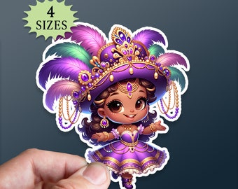 Mardi Gras Showgirl Sticker: Waterproof Vinyl Decal