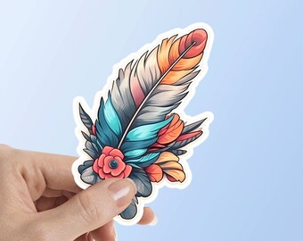 Mandala Peacock Feathers - 8" Vinyl Sticker - For Car Laptop I Pad Waterproof Decal