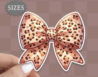 Leopard Print Bow Sticker: Anime Cottagecore Waterproof Decal