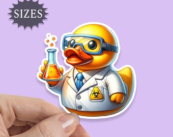 Mad Scientist Rubber Duck Sticker: Waterproof Vinyl Decal