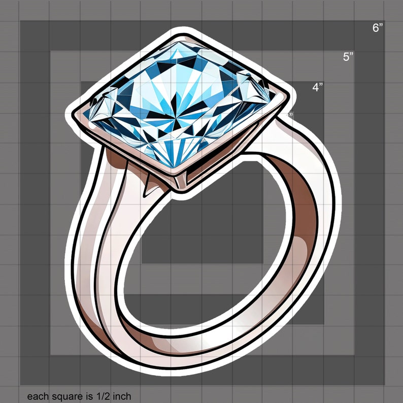 Diamond Engagement Ring Sticker: Waterproof Vinyl Decal - Etsy