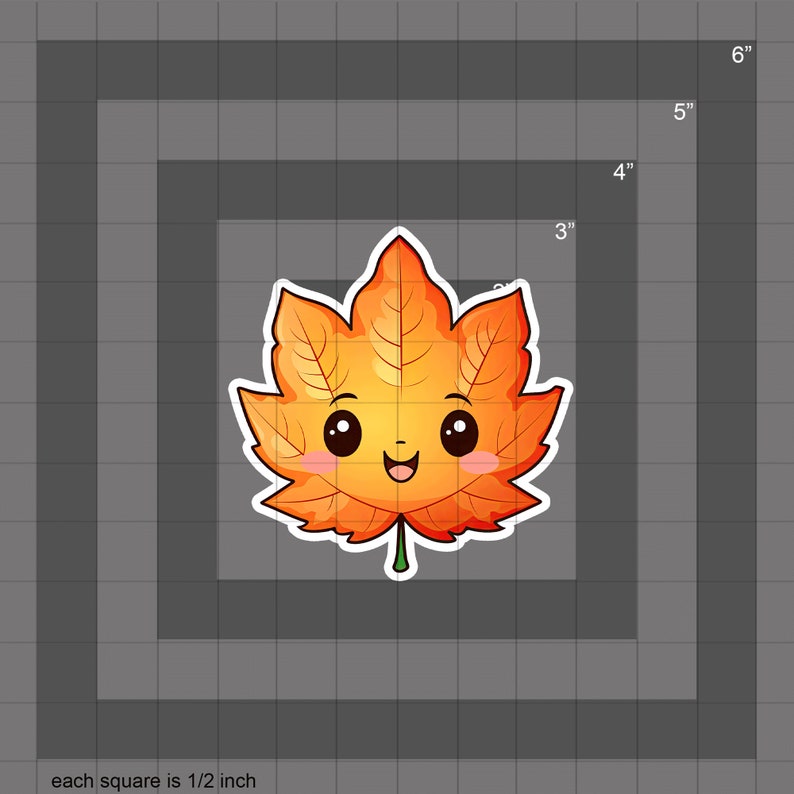 Kawaii Cute Maple Fall Leaf Sticker Autumn Sticker Fall Etsy