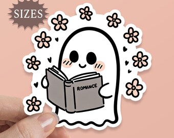 Reading Ghost Sticker, Spooky Book Lover, Matte Vinyl - Etsy