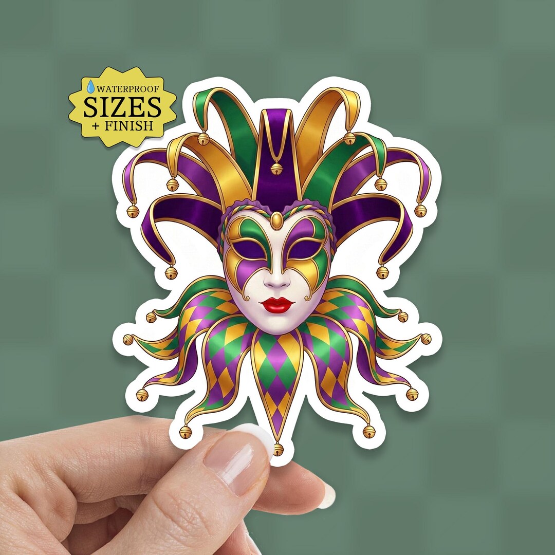 Rusty Jester Sticker Mardi Gras Jester Sticker: Waterproof Vinyl Decal - Etsy