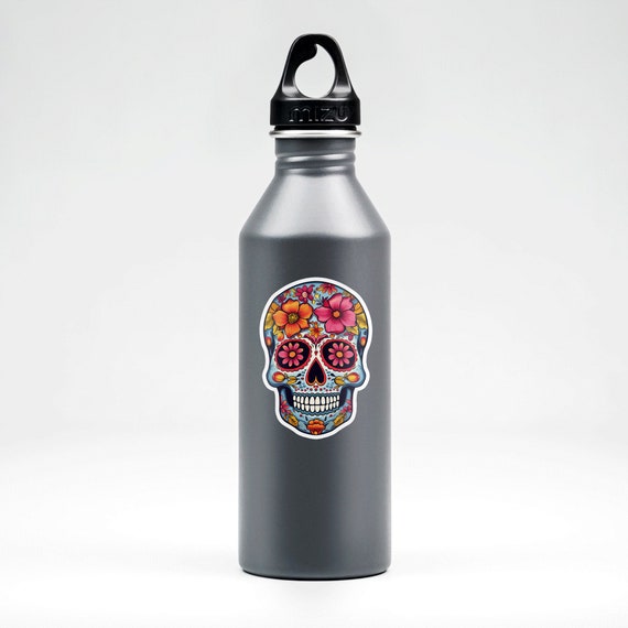 Floral Sugar Skull Sticker, Day of the Dead, Waterproof Vinyl - Etsy