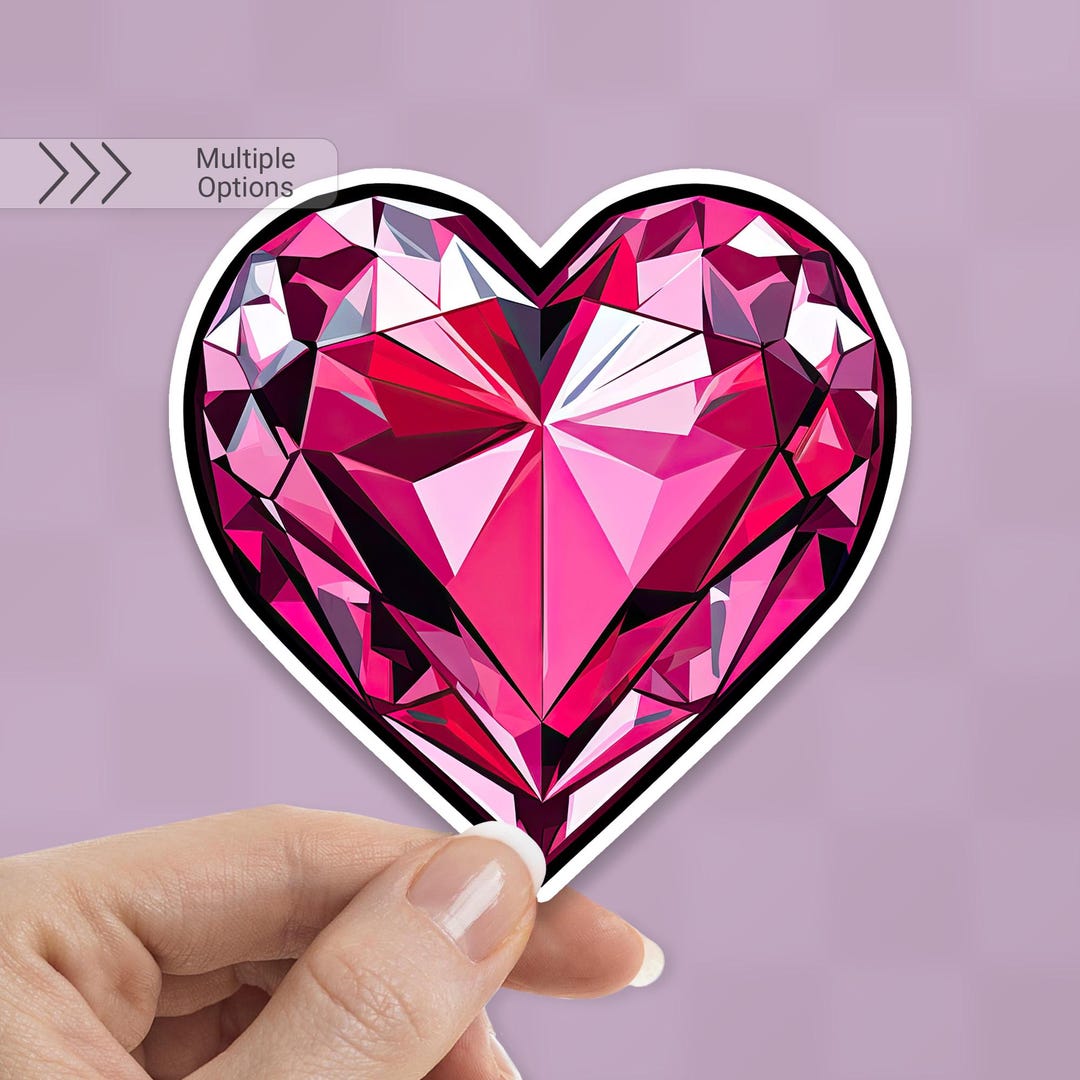 Red Diamond Sticker Red Diamond Heart Sticker: Waterproof Vinyl Decal - Etsy