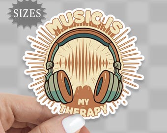 Music is My Therapy Sticker: UV Waterproof Vinyl Decal