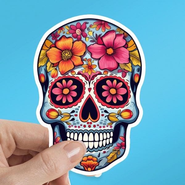 Sugar Skull Sticker, Day of the Dead Sticker, Remember Sticker, Tumbler Sticker, Décor, Water Bottle, Laptop Sticker, Waterproof Vinyl