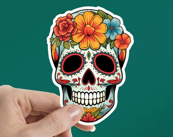 Sugar Skull Sticker, Day of the Dead Sticker, Remember Sticker, Tumbler Sticker, Décor, Water Bottle, Laptop Sticker, Waterproof Vinyl