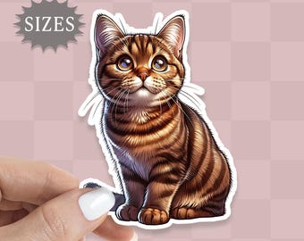 Brown Tabby Cat Sticker: Waterproof UV Vinyl Decal