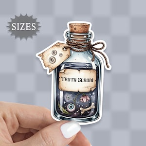 Truth Serum Potion Jar Sticker, Apothecary bottle; for a water bottle, tumbler, phone, tablet, journal, waterproof UV vinyl