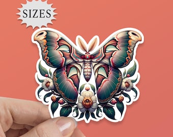 Art Deco Moth Sticker: Floral Waterproof Vinyl Decal