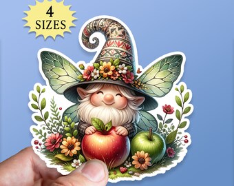 Apple Fairy Gnome Waterproof Vinyl Sticker