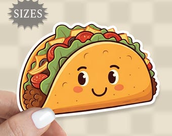 Taco Sticker: Kawaii Mexican Food, Waterproof Vinyl Decal
