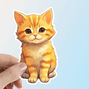 Orange Cat Sticker, Orange Kitten, Cat Sticker Water Bottle Sticker Laptop Sticker Pet Sticker Waterproof Vinyl Sticker