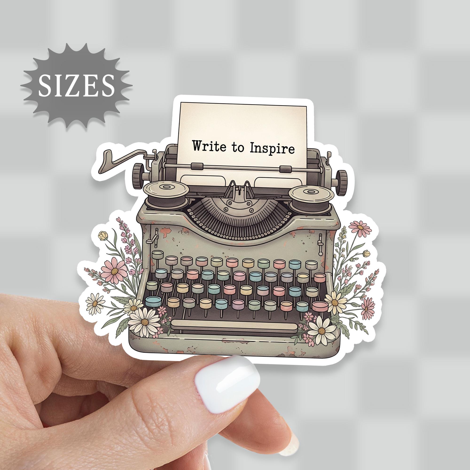 Beautiful Writing Sticker Vintage Typewriter Sticker: Write to Inspire, Waterproof Vinyl Decal - Etsy
