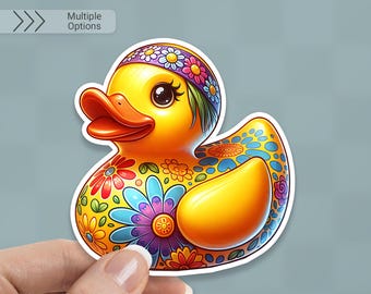 Hippie Rubber Duck Sticker: Waterproof Vinyl Decal