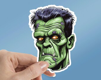 Frankenstein's Monster Sticker: Spooky Season Waterproof Vinyl