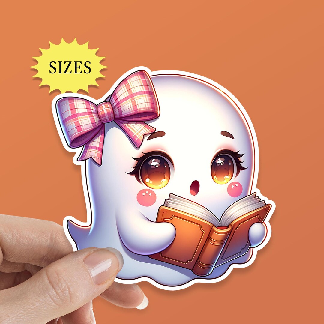 Ghost Reading Book Sticker, Halloween Waterproof Vinyl Decal - Etsy