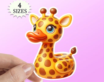 Giraffe Ducking Sticker: Waterproof Vinyl Decal