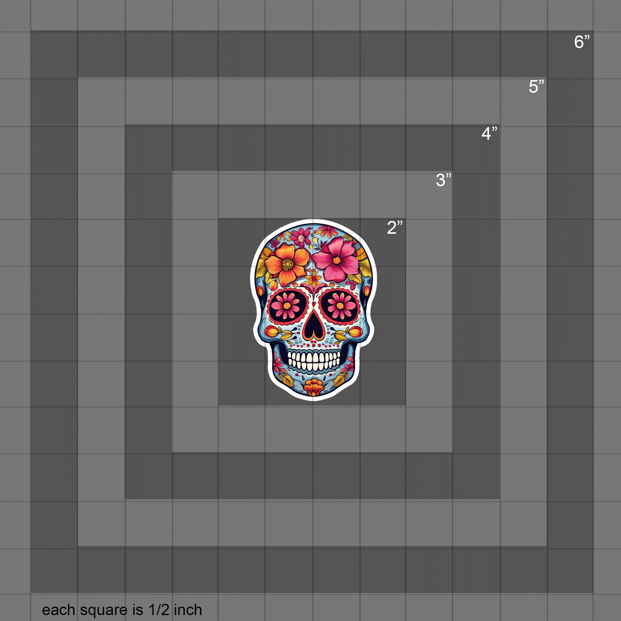 Floral Sugar Skull Sticker, Day of the Dead, Waterproof Vinyl - Etsy