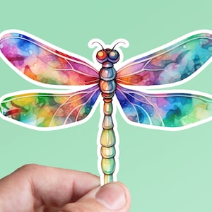 Dragonfly With Multicolor Wings Sticker, Insect Sticker, Dragonfly Sticker, Tumbler, Water Bottle, Laptop, Waterproof Vinyl