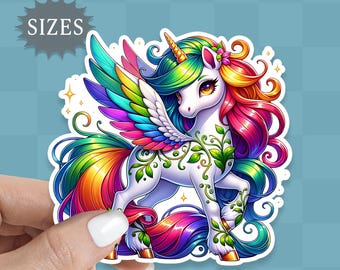 Rainbow Unicorn Sticker: Waterproof Cottagecore Decal