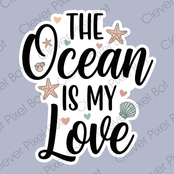 Ocean Love Sticker: Waterproof Vinyl Decal - Etsy