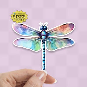 Watercolor Dragonfly Sticker: Waterproof Vinyl Decal