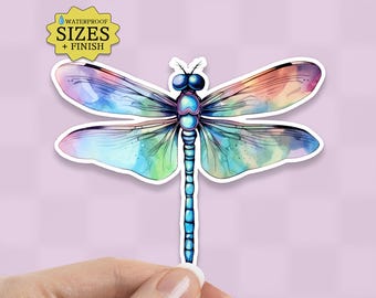 Watercolor Dragonfly Sticker: Waterproof Vinyl Decal